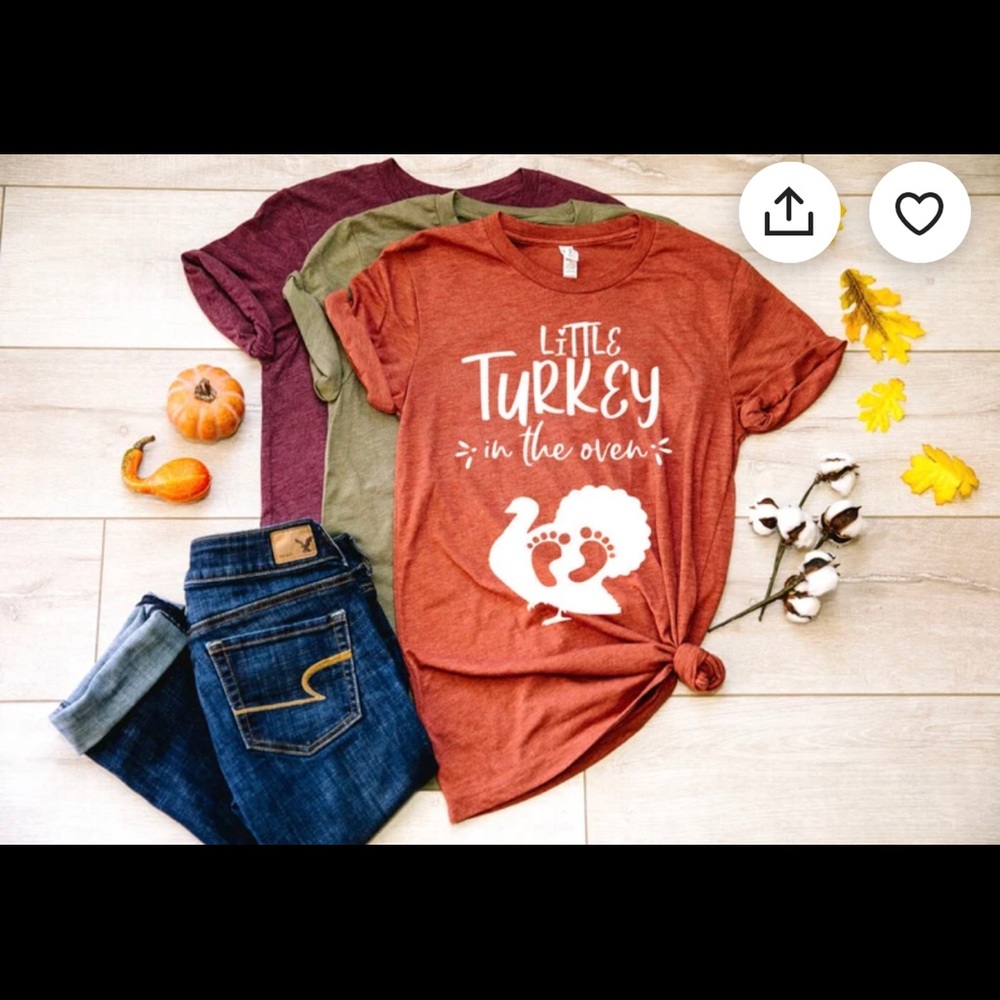 Turkey In The Oven Shirt In Orange Medium Maternity Thanksgiving Shirt Like New